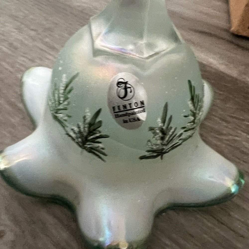 Fenton Glass Bell with Green Fern Design - Picture 6 of 16